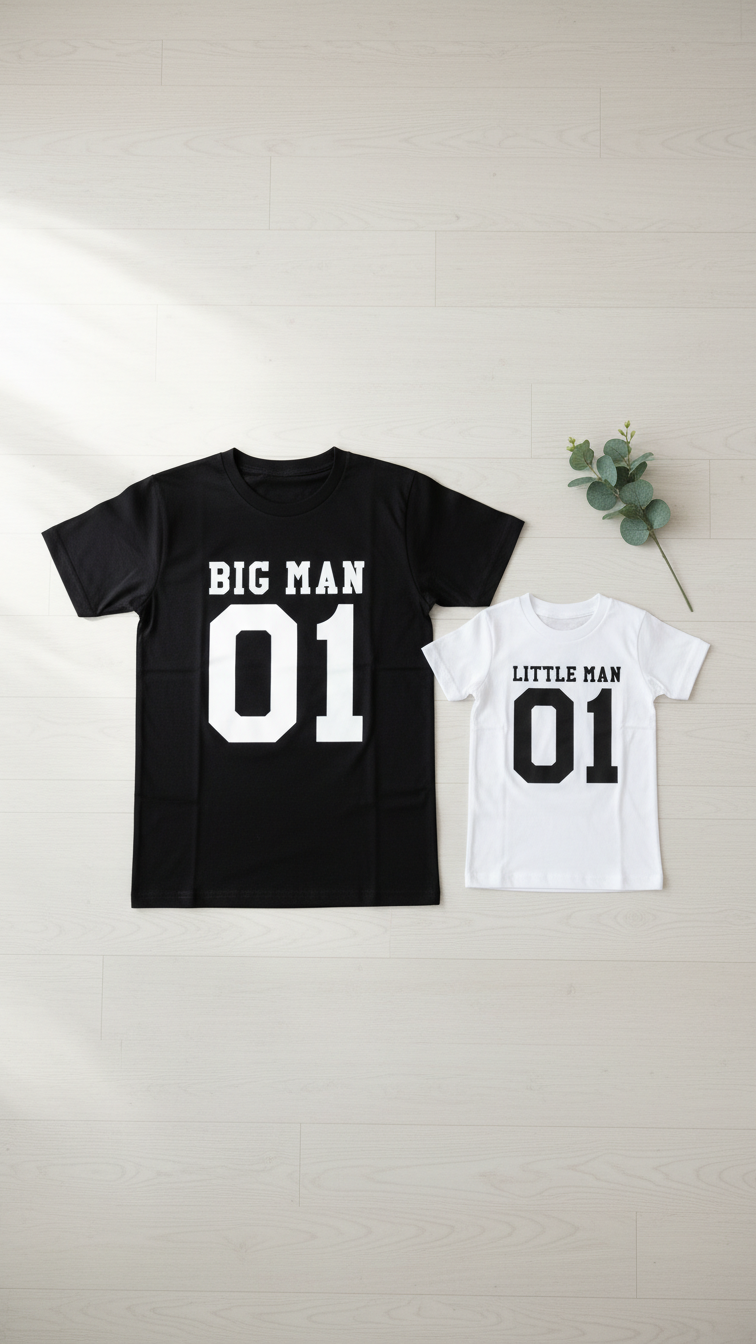 Camisetas a juego de hombre grande y hombre pequeño