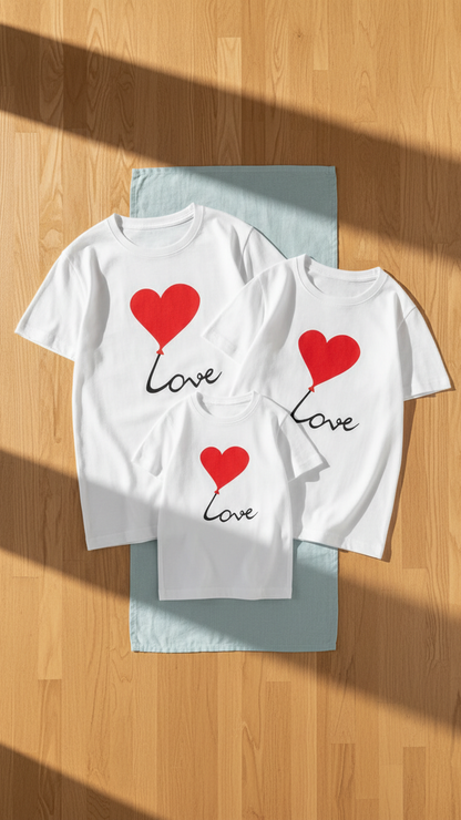 Alternate image of family matching t-shirts with heart print