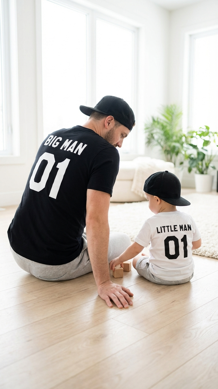 Camisetas a juego de hombre grande y hombre pequeño