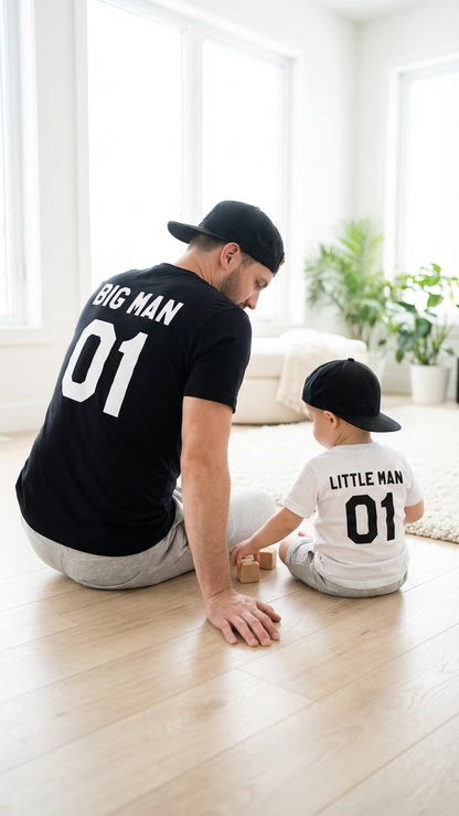 Camisetas a juego de hombre grande y hombre pequeño