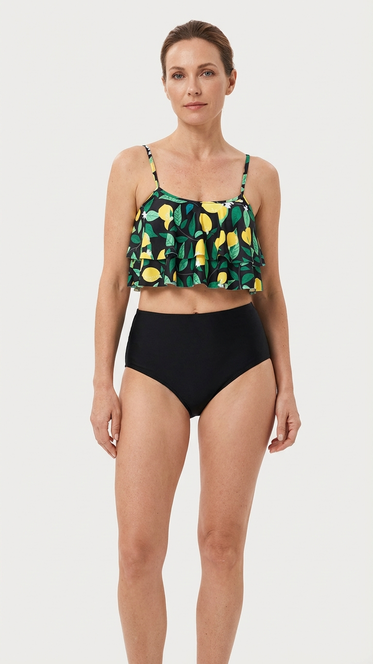 Traje de baño con volantes para madre e hija a juego