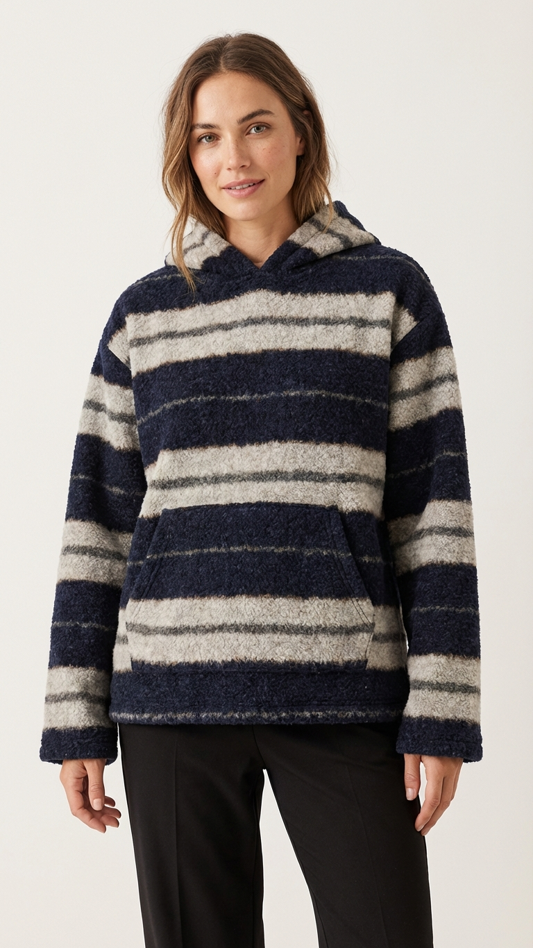 Sudadera polar a rayas, acogedora sudadera de invierno para... | DLM