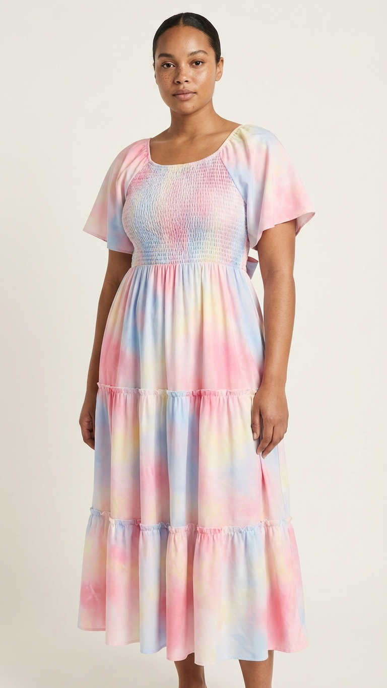 Robes assorties maman-fille pastel tie-dye à volants -... | DLM