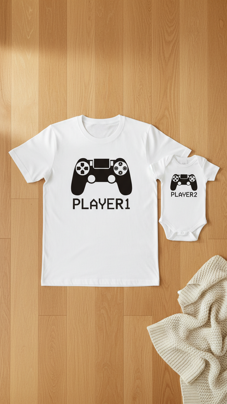 Camiseta original y remezclada de papá y yo