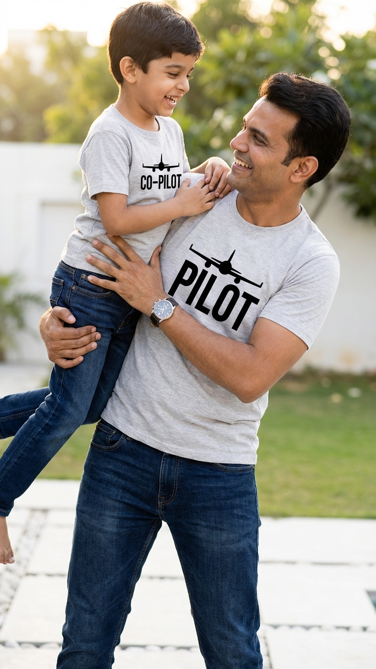 Camiseta a juego de padre e hijo "Piloto y Copiloto" | DLM