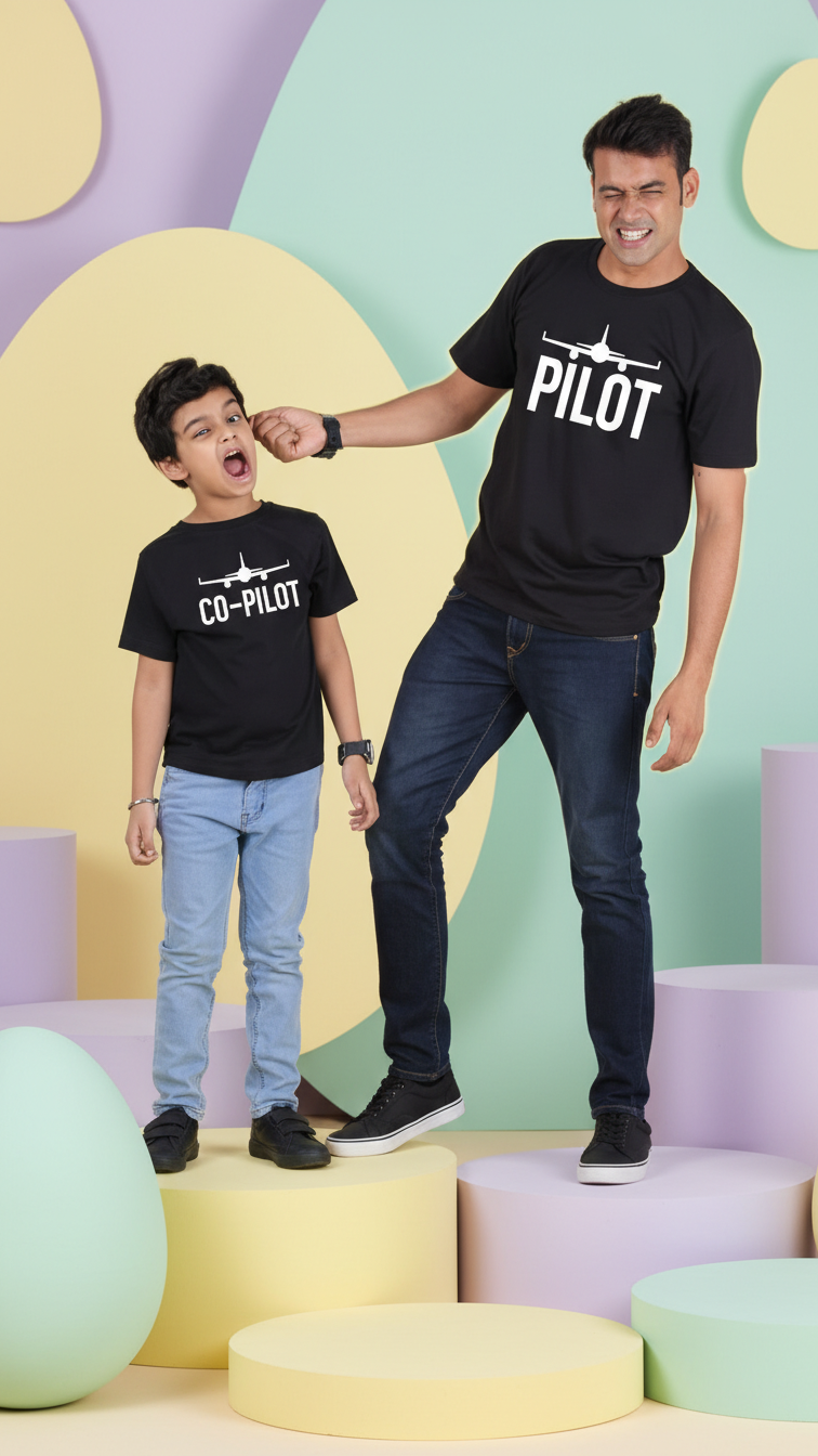 Camiseta a juego de padre e hijo "Piloto y Copiloto" | DLM
