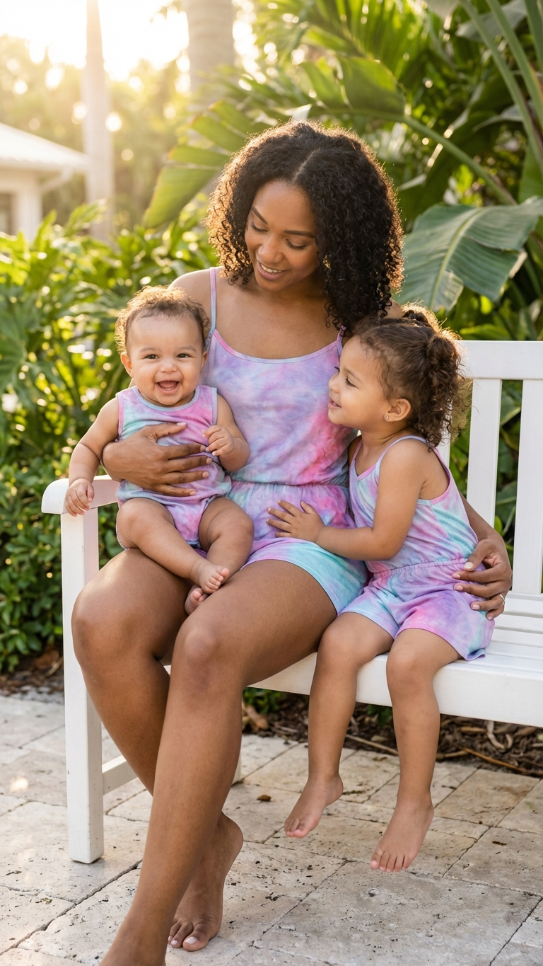 Combinaison-pantalon tie-dye assortie maman et enfant