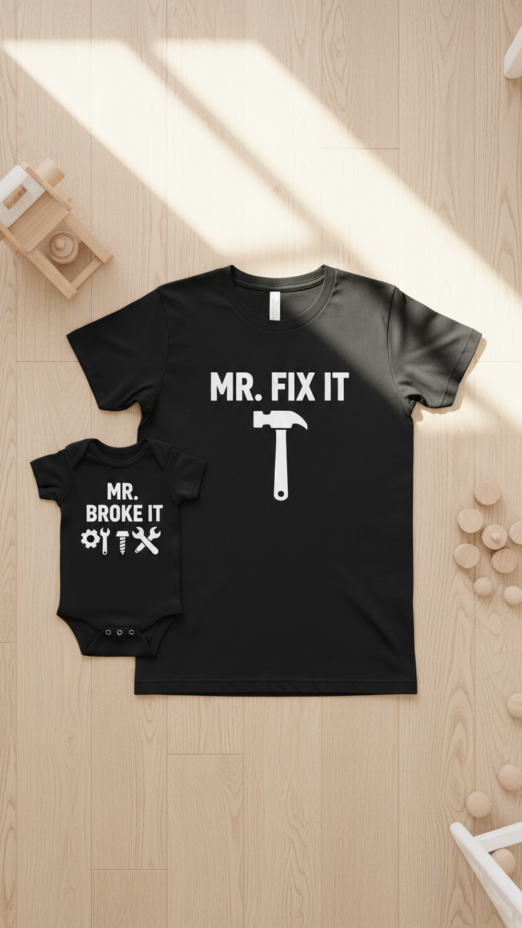 Camiseta original y remezclada de papá y yo