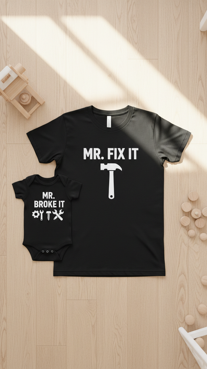 Camiseta original y remezclada de papá y yo