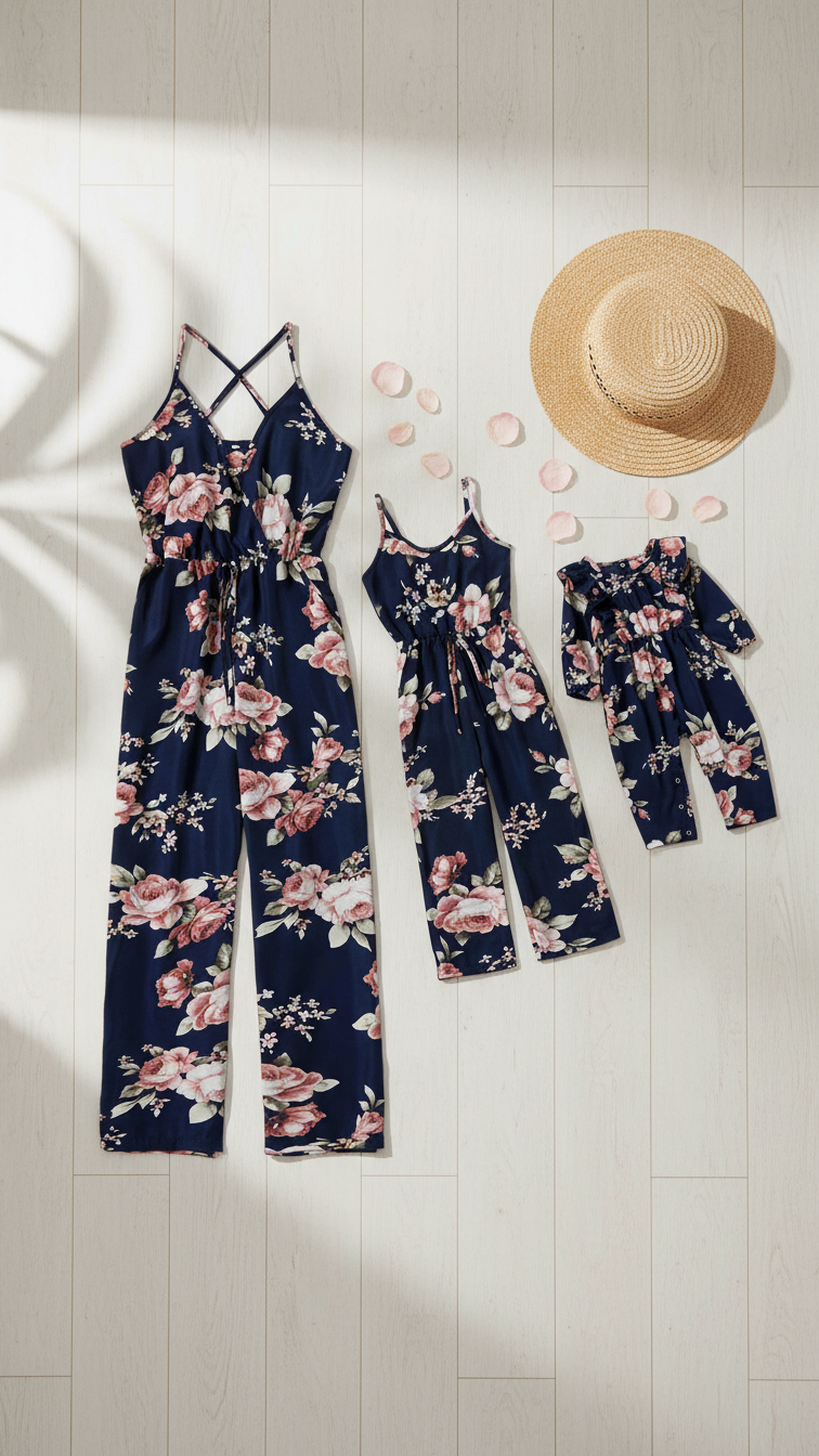 Monos con estampado floral a juego - Sin mangas y largos... | DLM