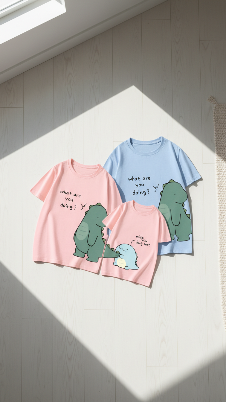 Alternate image of family matching t-shirts with cartoon print