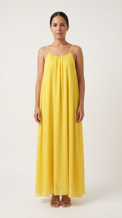 Matching Yellow Sleeveless Maxi Dress Vibrant Summe... | DLM