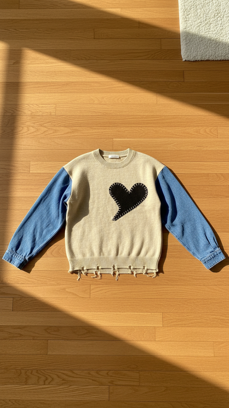 Alternate image of family matching sweaters with heart patch