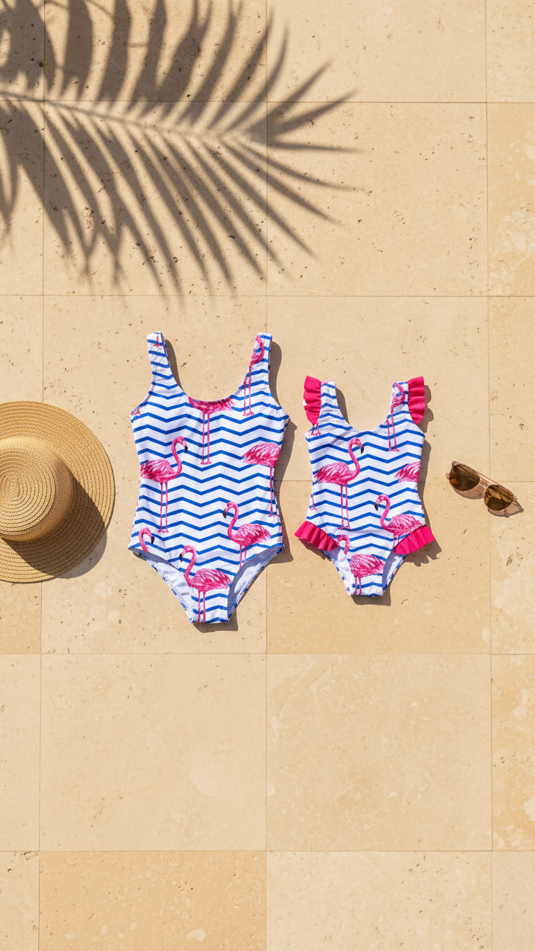 Alternate image of mommy and me one-piece swimsuits with striped