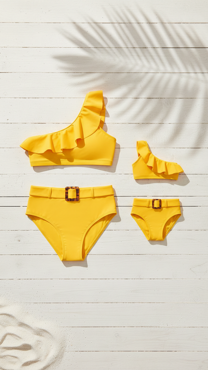 Maillot de bain asymétrique assorti mère et enfant