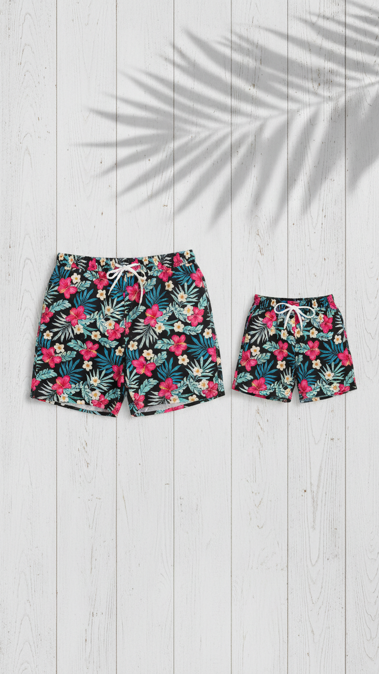 Bañador a juego para padre e hijo - Tropical Flor... | DLM
