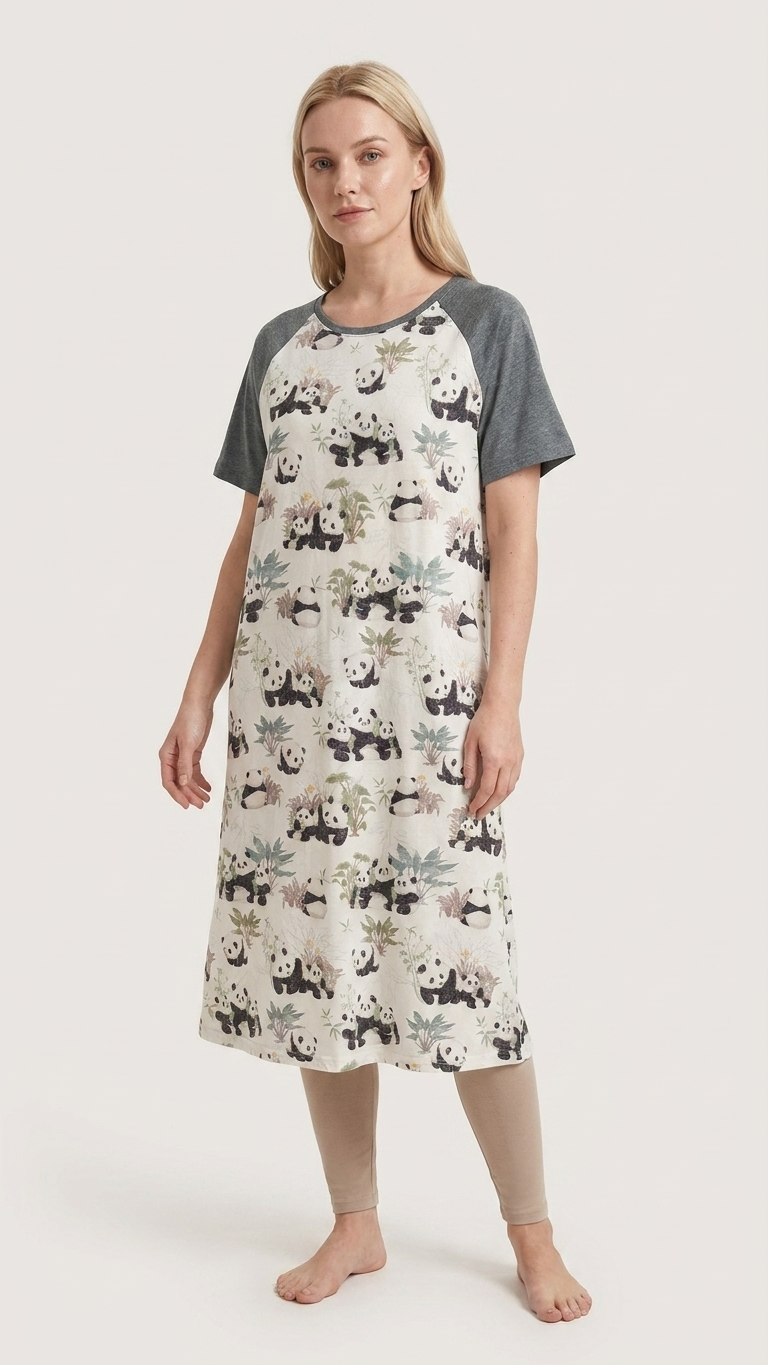 Bamboo Garden Panda Mommy and Me Pajamas — Short-Sleeve Set