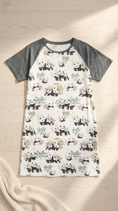 Bamboo Garden Panda Mommy and Me Pajamas — Short-Sleeve Set