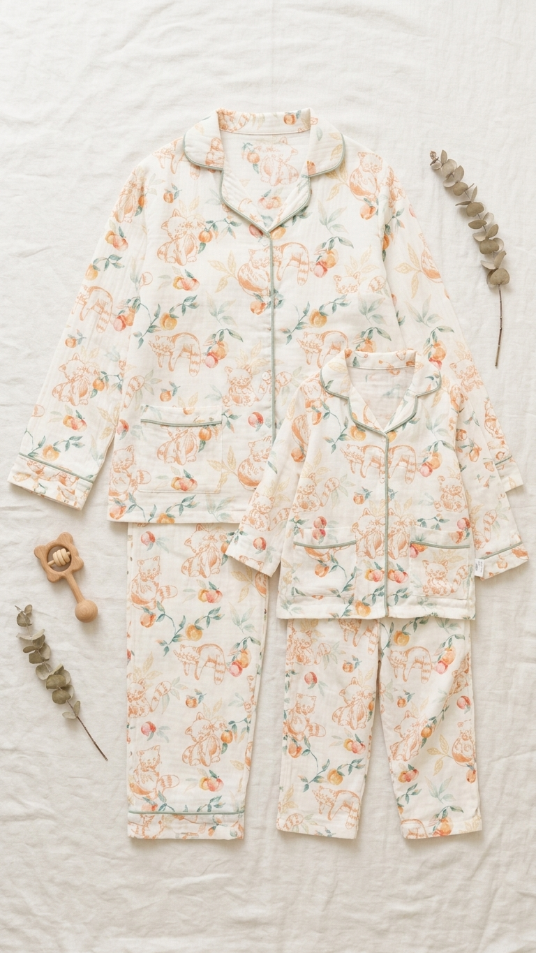 Red Panda Mommy and Me Pajamas — Long-Sleeve Set