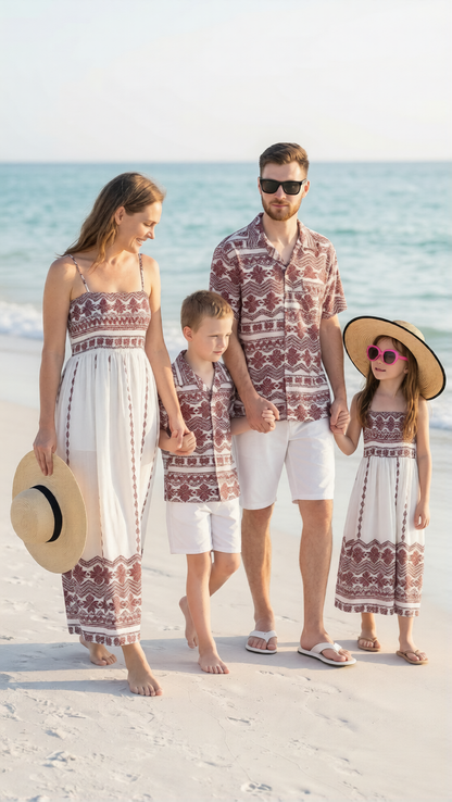 Product image of family matching matching sets with tropical print