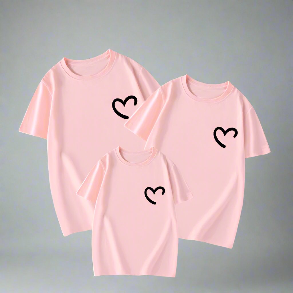 Simple heart-design family matching shirts in various colors for coordinated outfits - matching swimsuit for family