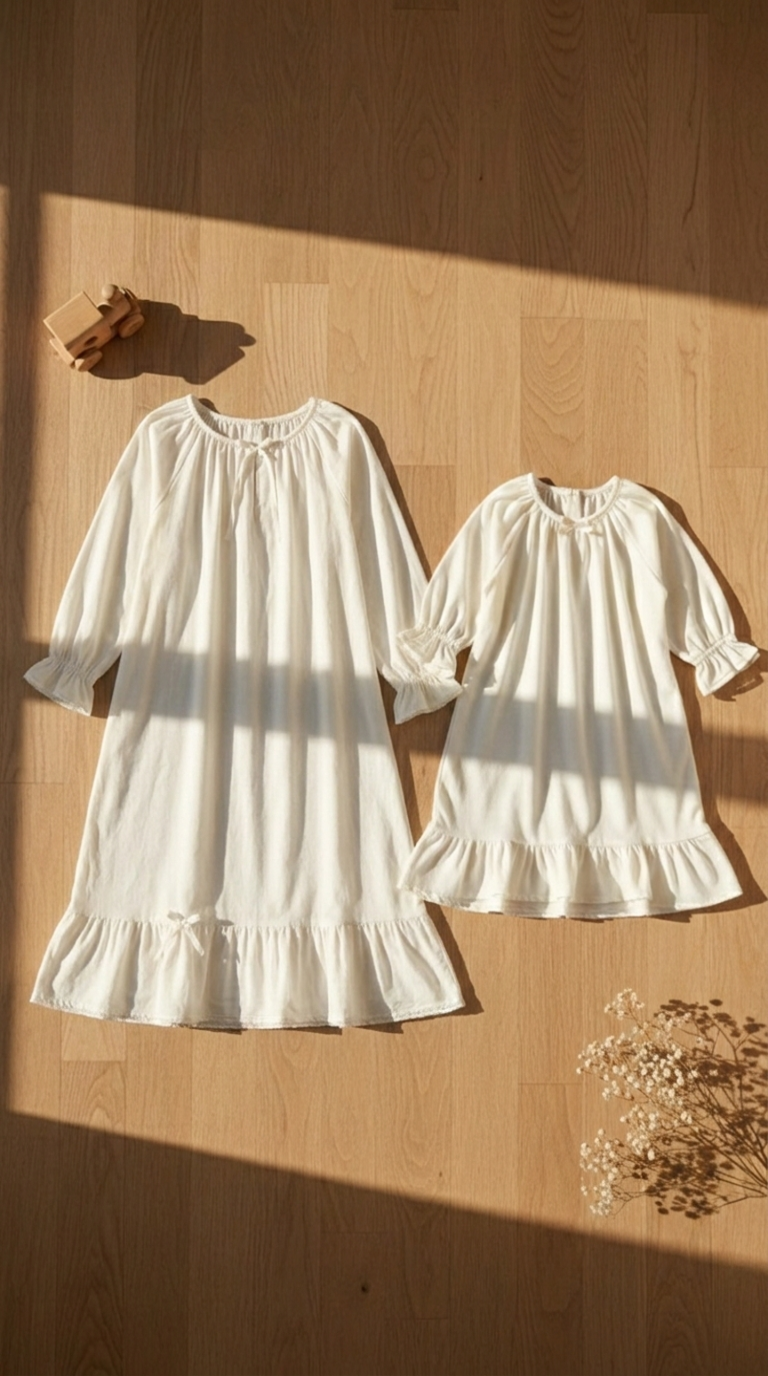 Camisón largo blanco a juego para madre e hija - Ele... | DLM