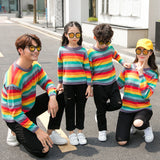 Family Matching Rainbow Striped Sweater - dresslikemommy.com