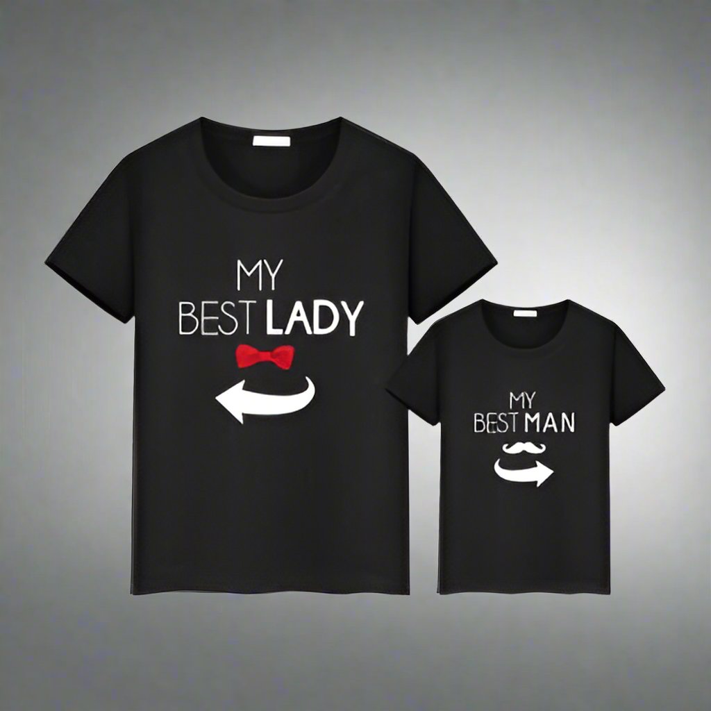 Detail image of family matching t-shirts with graphic print