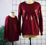 Mommy & Me Matching Sequin Stitching Long-Sleeve Top - dresslikemommy.com