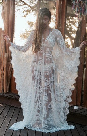 Maternity Photography Props Maxi Dresses See Through Eyelashes Lace - dresslikemommy.com