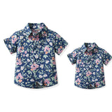 Dad and Son Matching Hawaiian Floral Shirts: Perfect for Father-Son Bonding-Family Matching-dresslikemommy.com