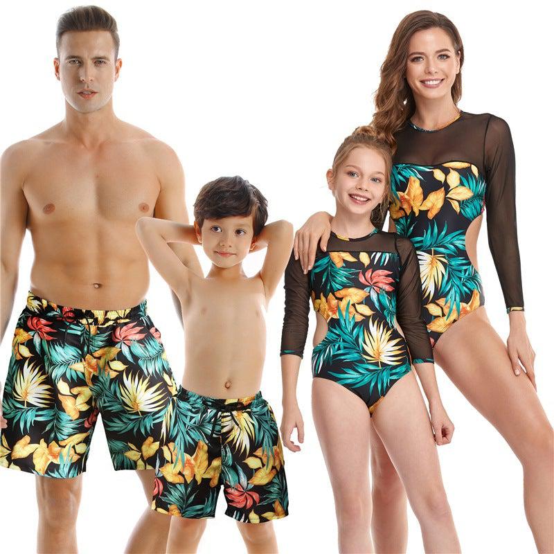 Product image of family matching swimsuits with floral print