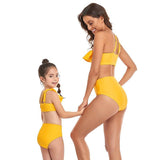 Matching Mom & Child One Shoulder Swimsuit-Swimsuits-dresslikemommy.com