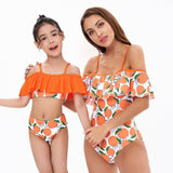 Matching Mommy & Me Orange Print Swimsuit-Swimsuits-dresslikemommy.com