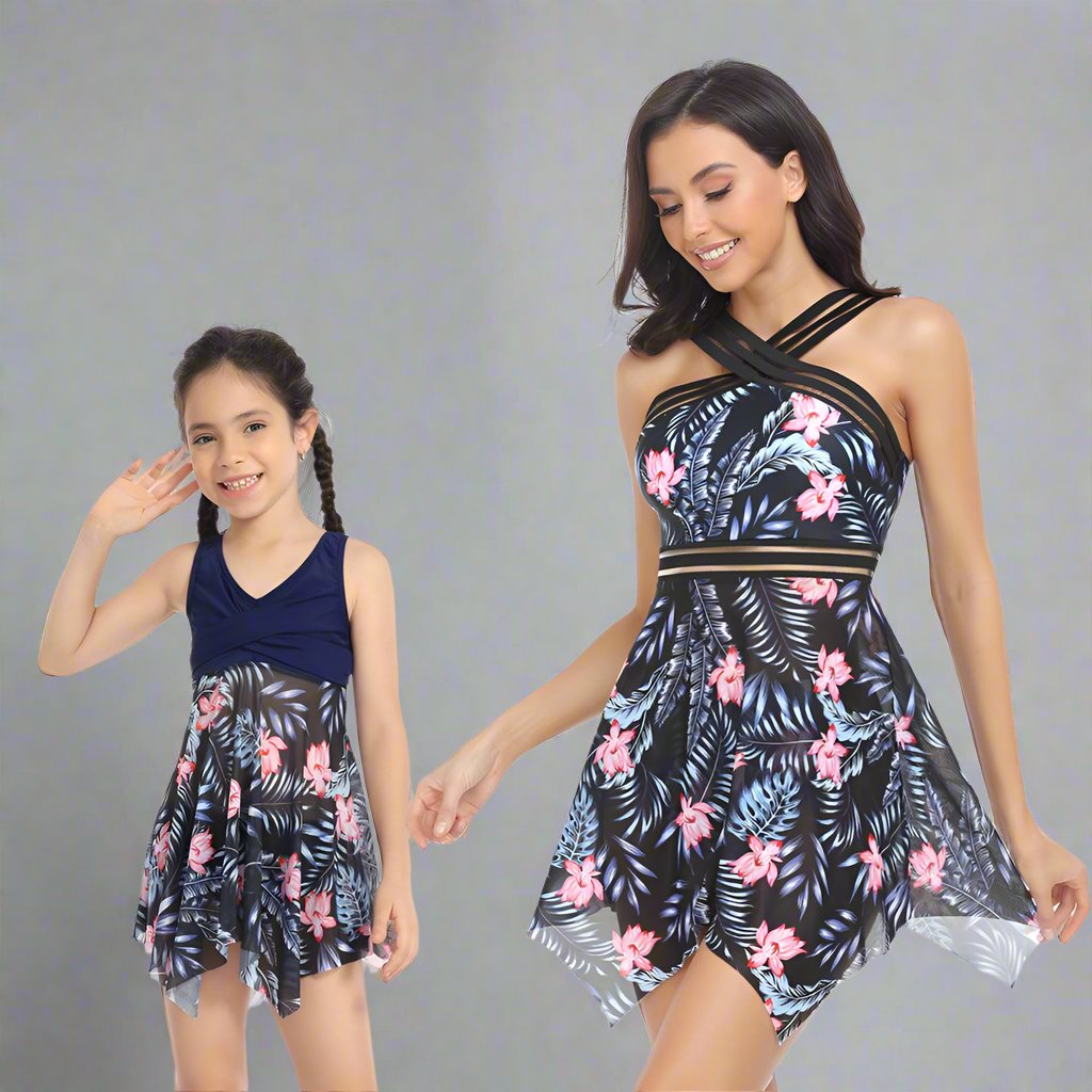 Matching Mommy and Me Two-Piece Tankini Swimsuit Set-Swimsuits-dresslikemommy.com