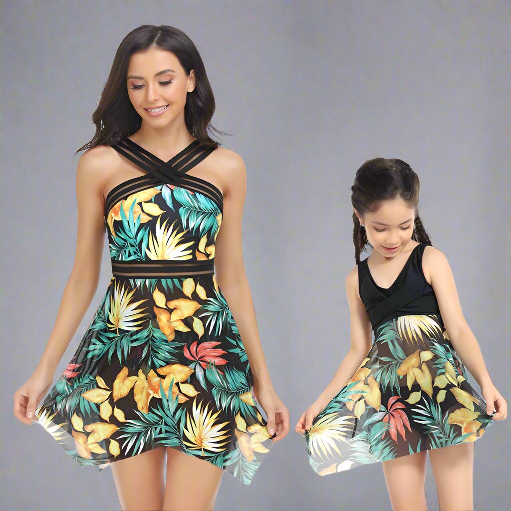Matching Mommy and Me Two-Piece Tankini Swimsuit Set-Swimsuits-dresslikemommy.com