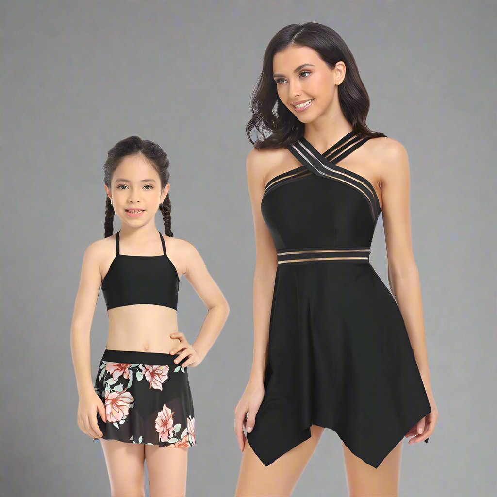 Matching Mommy and Me Two-Piece Tankini Swimsuit Set-Swimsuits-dresslikemommy.com