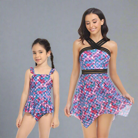 Matching Mommy and Me Two-Piece Tankini Swimsuit Set-Swimsuits-dresslikemommy.com