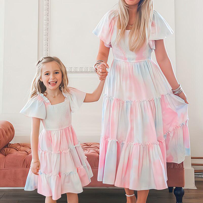 Mommy Family Matching Mother Daughter Flower Dresses Clothes Kids Child  Outfits | eBay