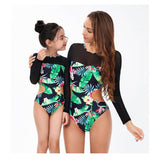 Mommy & Me Leaf Print Open Waist Swimsuit-Swimsuits-dresslikemommy.com