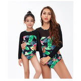 Mommy & Me Leaf Print Open Waist Swimsuit-Swimsuits-dresslikemommy.com