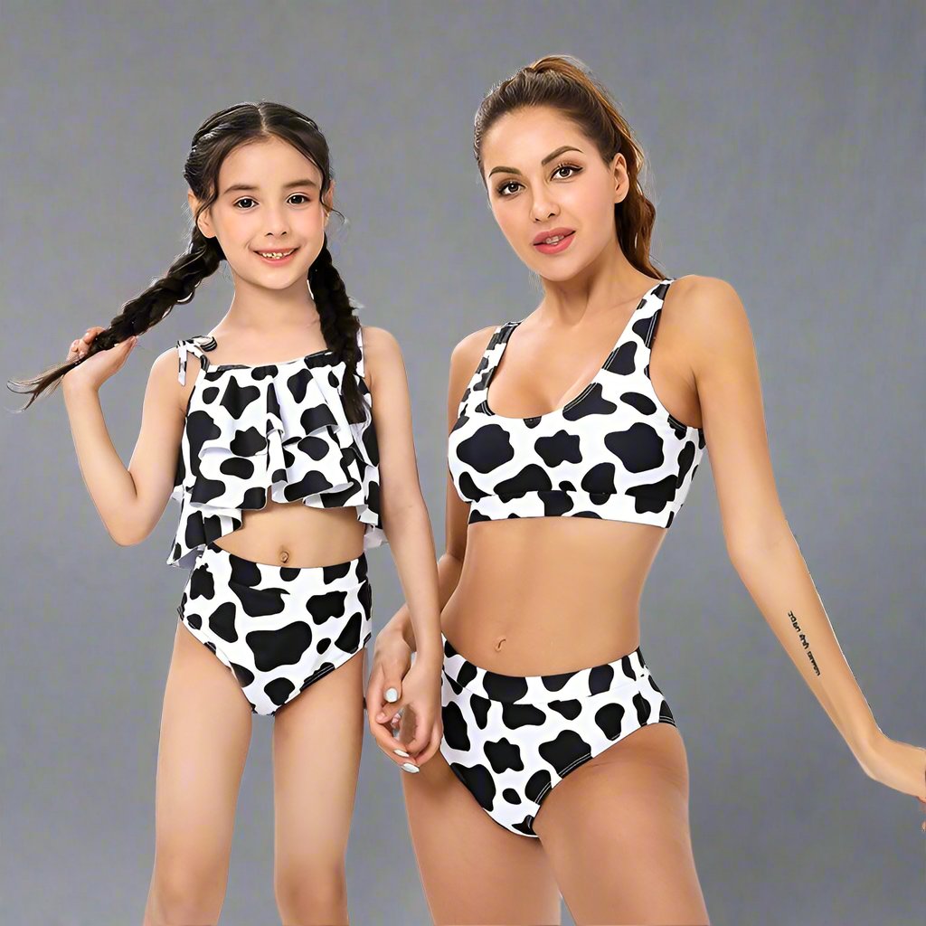 Mamma e Me Costume da bagno a due pezzi con stampa leopardata abbinato-Costumi da bagno-dresslikemommy.com