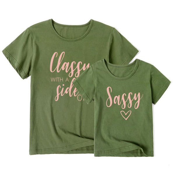 Matching T-Shirt Classy With A Side Of Sassy - dresslikemommy.com