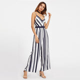 Backless Striped Jumpsuit - dresslikemommy.com