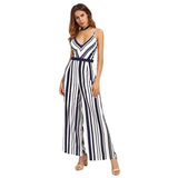 Backless Striped Jumpsuit - dresslikemommy.com