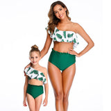 New 2020 Matching Ruffled One-shoulder Split Swimsuit - dresslikemommy.com