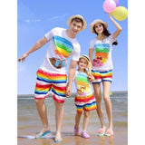 Family matching rainbow short + T-shirt Set - dresslikemommy.com