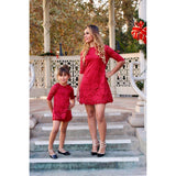 Lace Floral Red Dress Mommy & Me - dresslikemommy.com