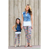 Matching Blue Red Leggings Mommy & Me - dresslikemommy.com