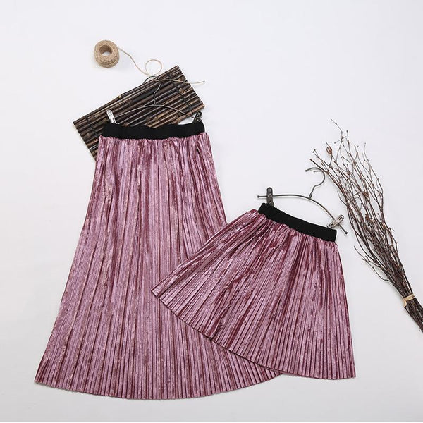 Matching Solid Pleated Velvet Skirt - dresslikemommy.com